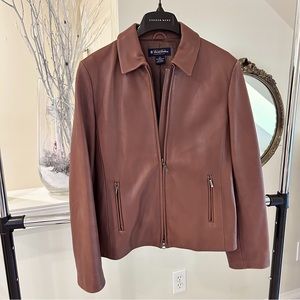 Brooks Brothers Lamb Leather Brown Camel Biker Jacket Bomber